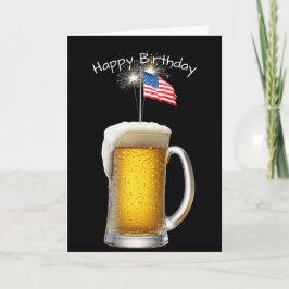 Tarjeta Cerveza Patriótica De Cumpleaños Con Esparklers
