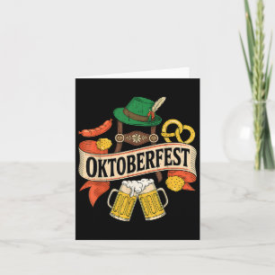 Tarjeta Cerveza Pretzel Salchicha Sombrero Bávaro Hombres 