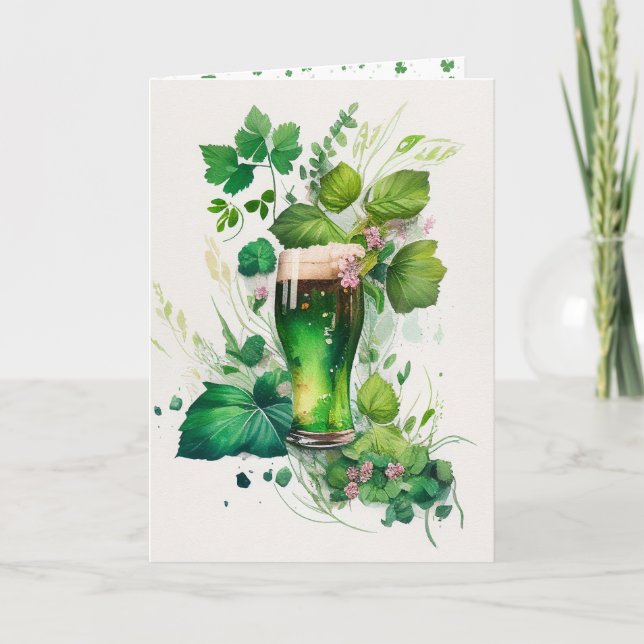 Tarjeta Cerveza verde del Día de San Patricio en Ivy (Anverso)
