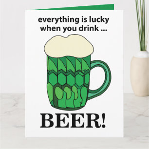 Tarjeta Cerveza Verde Día de San Patricio Afortunado Cerve