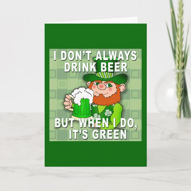 Tarjeta Cerveza verde para el humor de Meme del día del St (Anverso)
