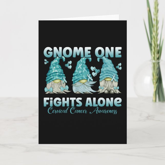 Tarjeta Cervical Cancer Teal Ribbon Gnome (Anverso)