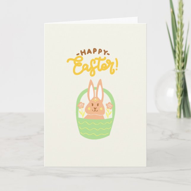 Tarjeta Cesta de Conejo Feliz Pascua (Anverso)