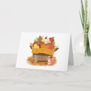 Tarjeta Cesta de cosecha de calabaza de otoño