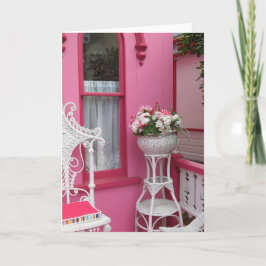 Tarjeta Cesta de flores blancas en rosado - Viñedo de Mart