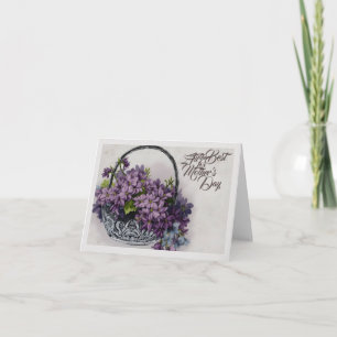 Tarjeta Cesta de Flores Vintage – Floración del Día de la 