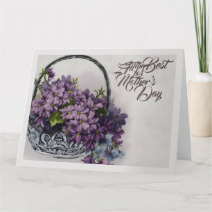 Tarjeta Cesta de Flores Vintage – Floración del Día de la 