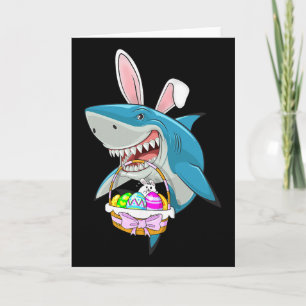 Tarjeta Cesta de huevo de conejo de Pascua de tiburón dive