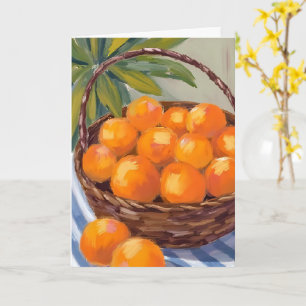 Tarjeta Cesta de Naranjas Frutas Cítricos Pintura