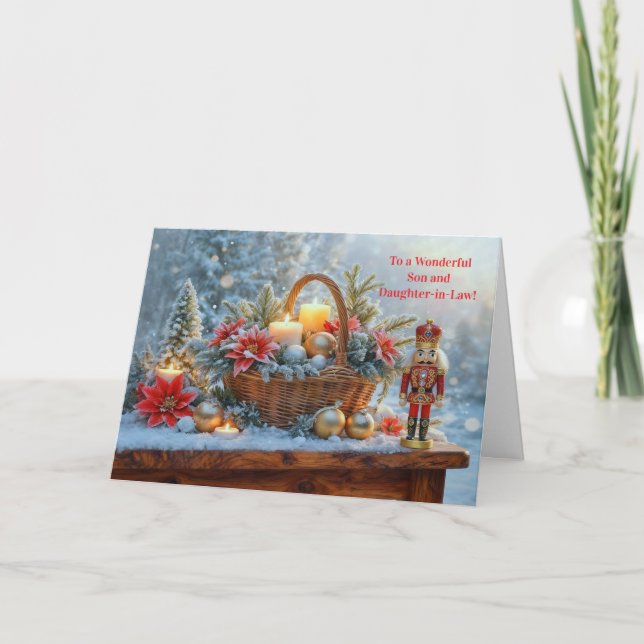 Tarjeta Cesta de Navidad para hijo y nuera (Anverso)