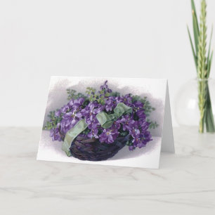 Tarjeta Cesta de violetas de época