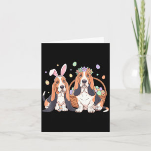 Tarjeta Cesto de Pascua de basset hound corona de flores c