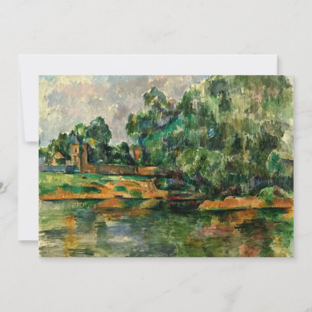 Tarjeta Cezanne - Riverbank, pintura famosa, (Anverso)