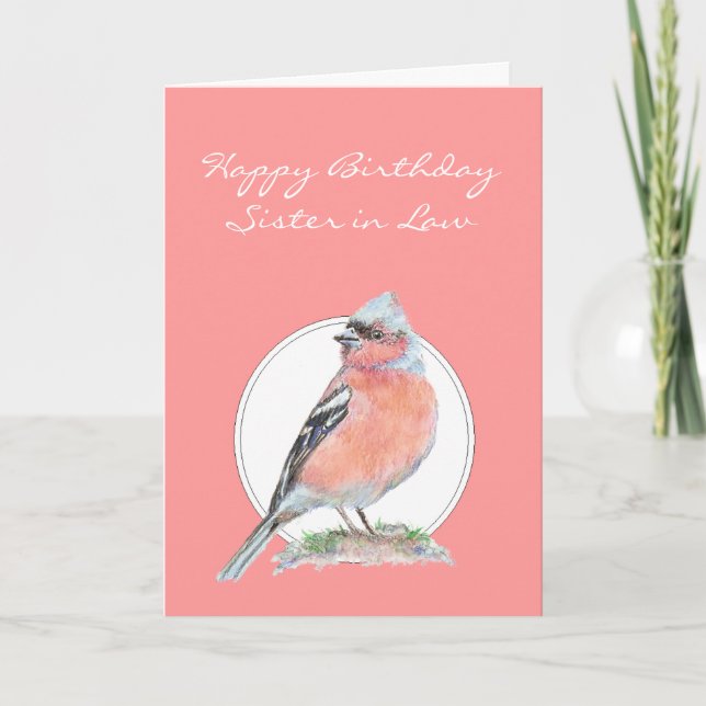 Tarjeta Chaffinch lindo, cuñada del cumpleaños (Anverso)