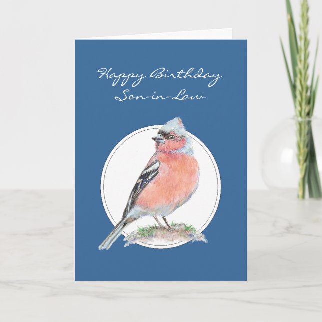 Tarjeta Chaffinch, yerno de cumpleaños feliz, pájaro (Anverso)