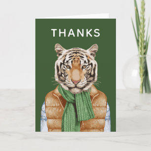 Tarjeta Chaleco de plumas Tiger   Agrega tu texto