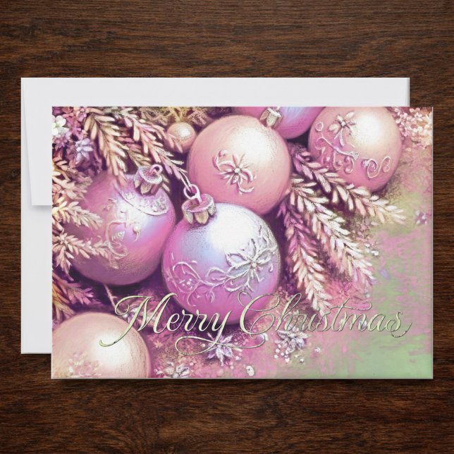 Tarjeta Chalk Drawing Soft Pinks Christmas Ornaments (Subido por el creador)