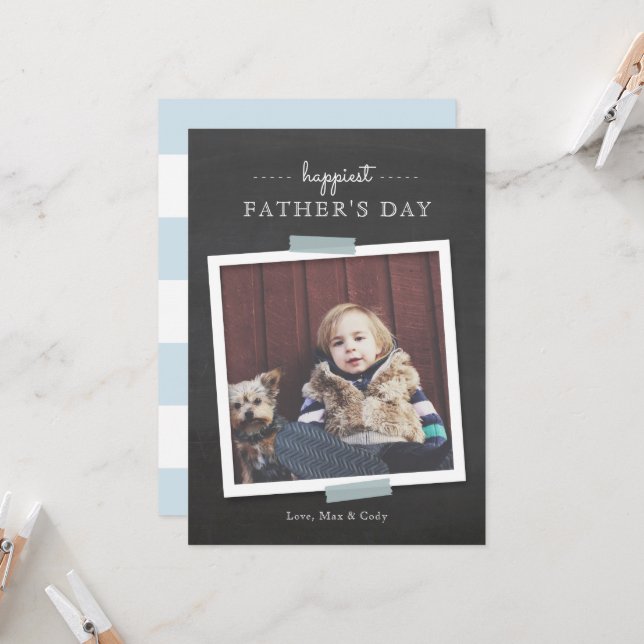 Tarjeta Chalkboard Cheer Cheer Father's Day Card (Anverso/Reverso In Situ)