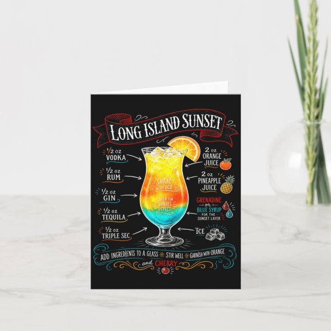 Tarjeta Chalkboard Long Island Sunset tail Recipe Trocal (Anverso)