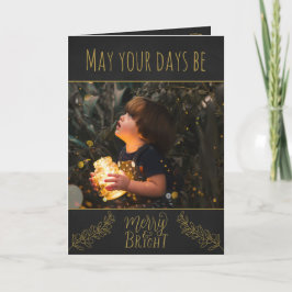 Tarjeta Chalkboard negro y oro con Navidades de fotografía