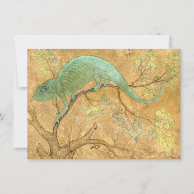 Tarjeta Chameleon (Lizard) (Reptile) (Arte mogol) (Asiátic (Anverso)