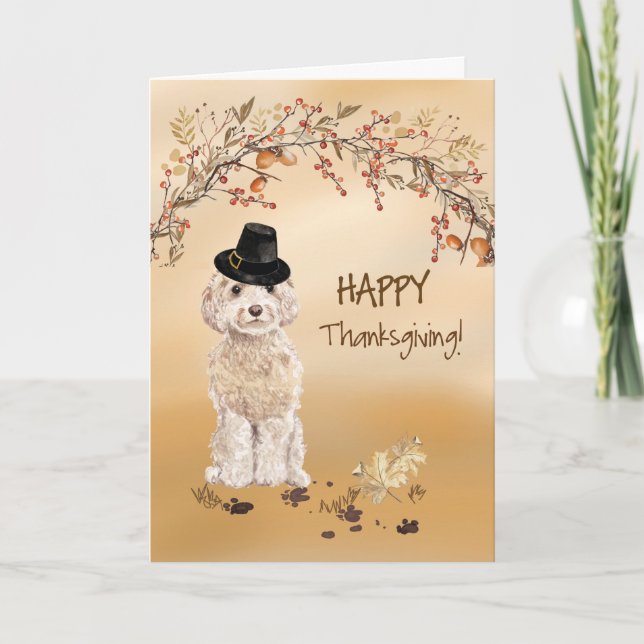 Tarjeta Champagne Cockapoo Gorra de peregrino gracioso Acc (Anverso)