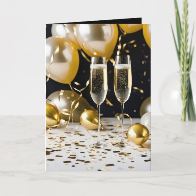 Tarjeta Champagne de Año Nuevo (Anverso)
