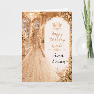 Tarjeta Champagne Gold Salón de Baile Sweet Sixteen