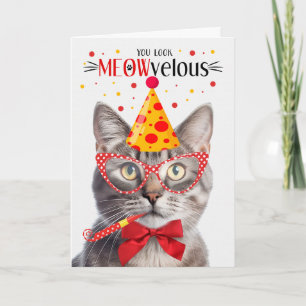 Tarjeta Champagne Tabby Cat MEOWveloz cumpleaños
