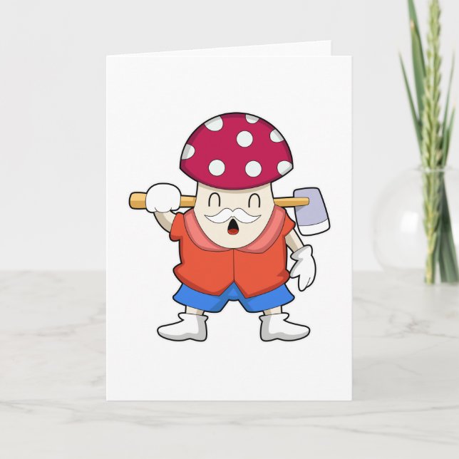 Tarjeta champiñón como granjero con hacha (Anverso)