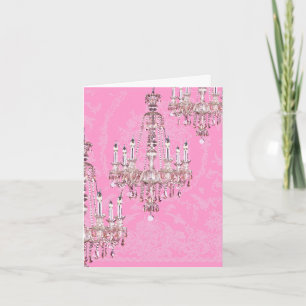 Tarjeta Chandelier~Estilo francés rosado resplandeciente
