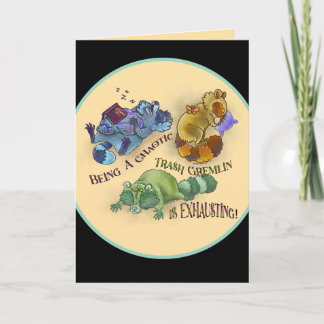 Tarjeta Chaotic Trash Gremlin, sleepy raccoons