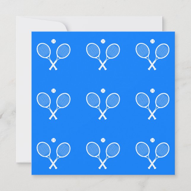 Tarjeta Chaquetas de tenis blancas y fondo azul bola (Anverso)