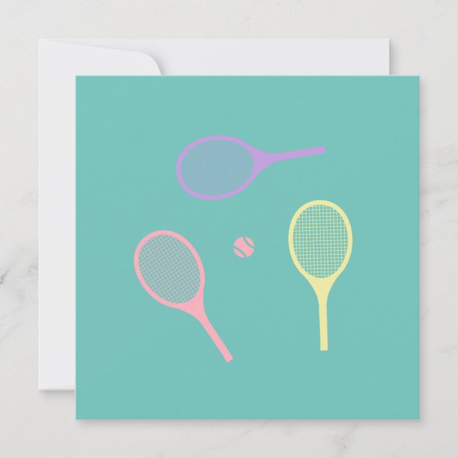Tarjeta Chaquetas de tenis pasteles con bola de tenis en v (Anverso)