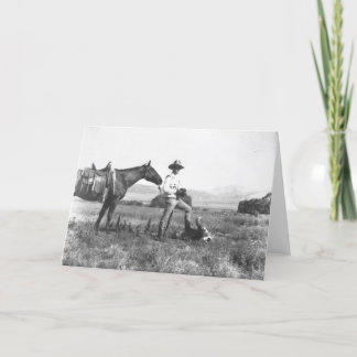 Tarjeta Charles Belden con caballo y cráneo.