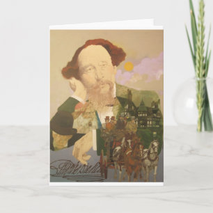 Tarjeta Charles Dickens, autor inglés