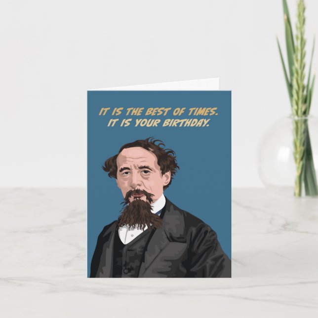 Tarjeta Charles Dickens Mejor De Los Tiempos Cumpleaños (Anverso)