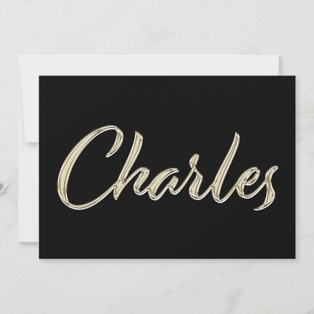 Tarjeta Charles Name white gold Handwriting Karte (Anverso)