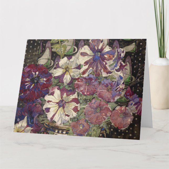 Tarjeta Charles Rennie Mackintosh - Petunias (Anverso)