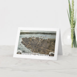 Tarjeta Charleston, mapa panorámico del SC - 1872