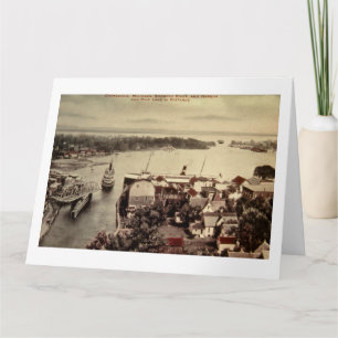 Tarjeta Charlevoix, Michigan, Showing River and Harbour