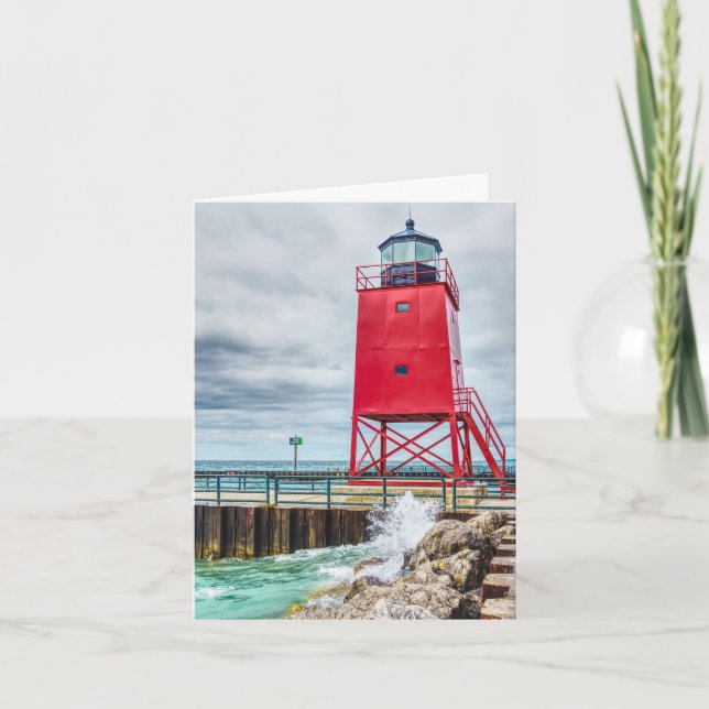 Tarjeta Charlevoix South Pierhead Lightouse (Anverso)