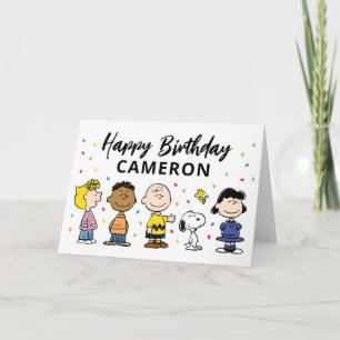 Tarjeta Charlie Brown y el cumpleaños de Gang Confetti