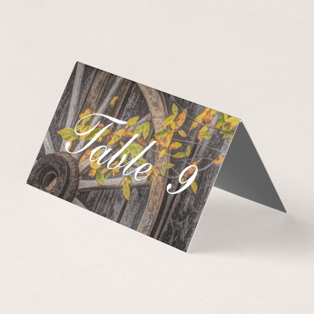 Tarjeta Charm Country - Rueda de vagón occidental rústica (Anverso)