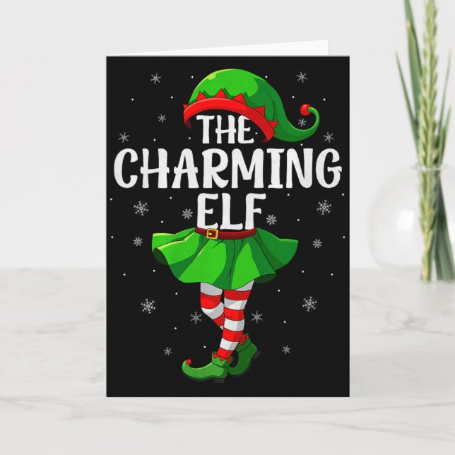 Tarjeta Charming Elf Christmas Girls Women Elf Squad Xmas  (Anverso)