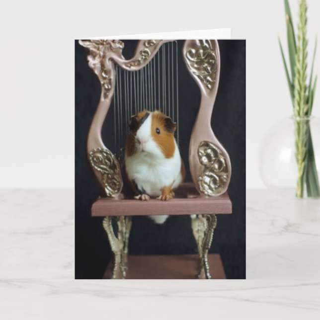 Tarjeta Charming Guinea Pig Harp Greeting Card – Storybook (Anverso)