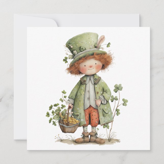 Tarjeta Charming Leprechaun Happy St Patrick's Day (Anverso)