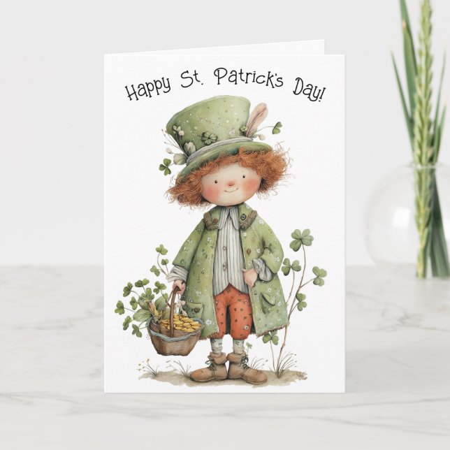Tarjeta Charming Leprechaun Happy St Patrick's Day (Anverso)