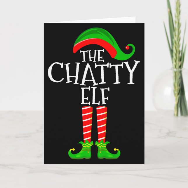 Tarjeta Chatty Elf Funny Matching Family Group Christmas P (Anverso)
