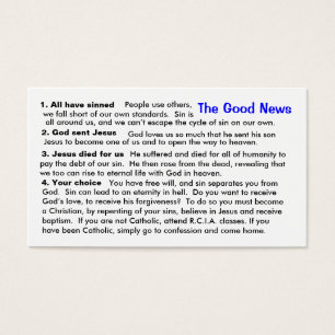 Tarjeta "Cheat Sheet" de evangelización católica